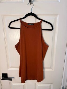Lou & Keith High Neck Rust Brown Tank Top